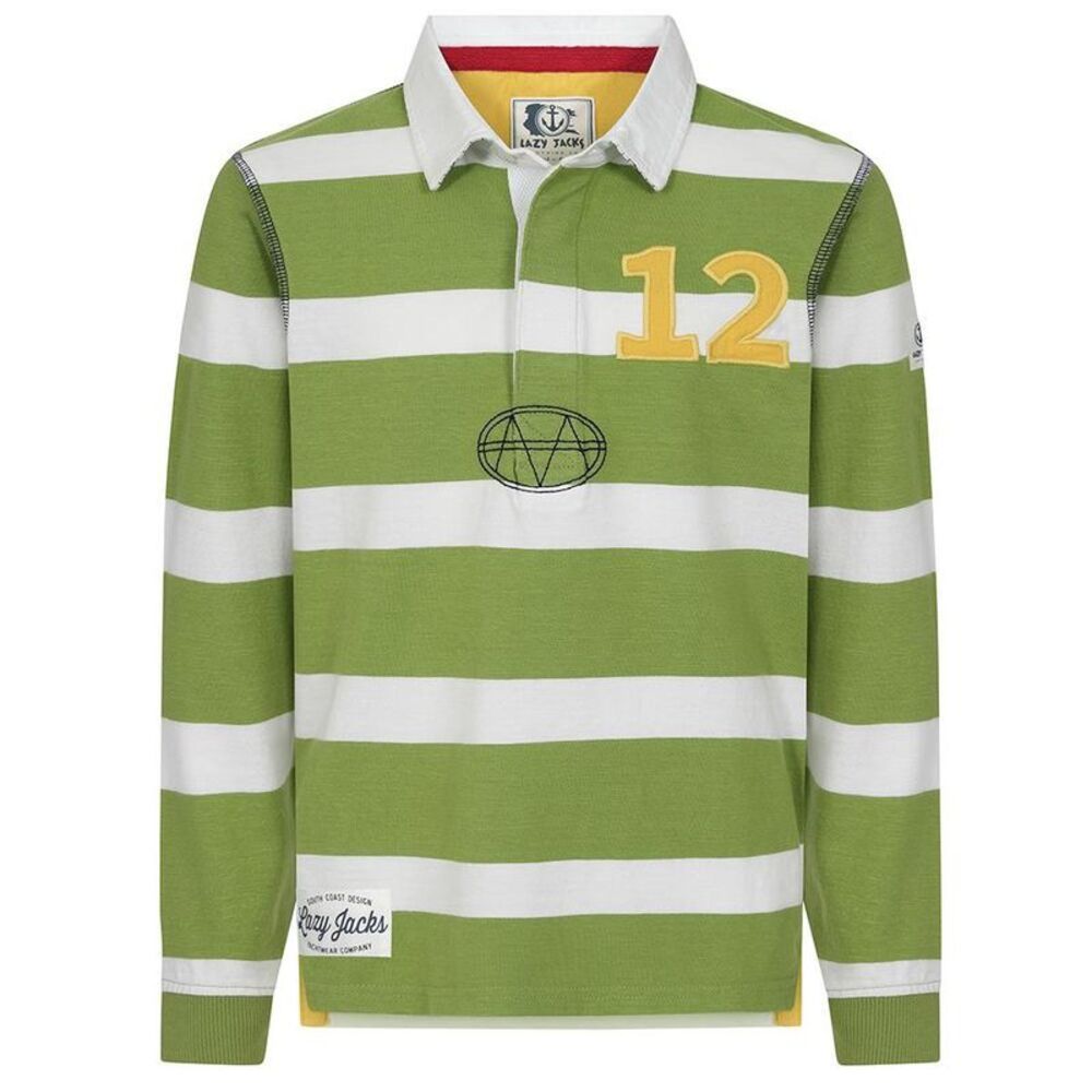 Lazy Jacks Boys Striped Rugby Shirt / Lime